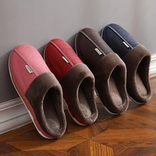 Warm Men's slippers Winter Casual Waterproof PU Leather Women Home Cotton