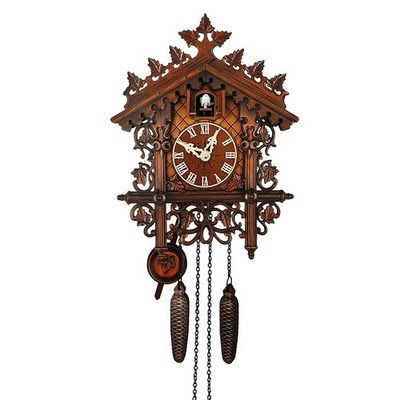 Original Schwarzwald Kuckucksuhr,Holz,Geschnitzt,Nachtstummschaltung 21:00 07:00