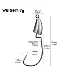 5pcs Metal Jig Head Worm Hook 3.5g 5g 7g 10g 14g Weight Crank Fishhook Gear Sink