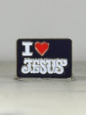 I Love Jesus Enamel Pin: Black Red White - Faith Religious Accessory