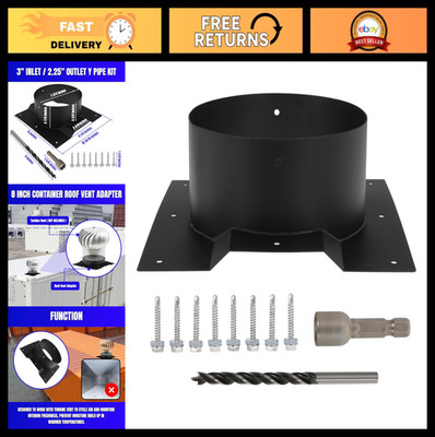 8'' Shipping Container Roof Vent Adapter for Whirlybird Turbines & Vents, Black