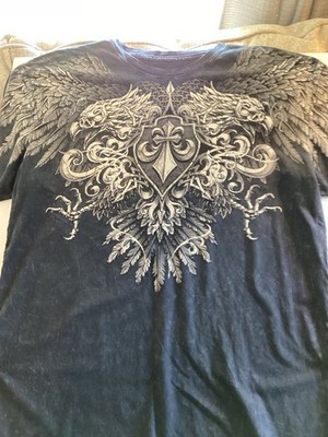 Affliction Live Fast XXL Spread Eagle Wings Biker/ Rocker T Shirt 
