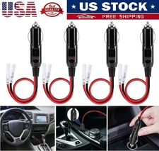 4× Fused Male Car Cigarette Lighter Socket Plug Connector Cable Leads 12V~24V US