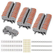 DIN Rail Terminal Blocks Kit, 30PCS Universal Compact Wire Wiring Connector with