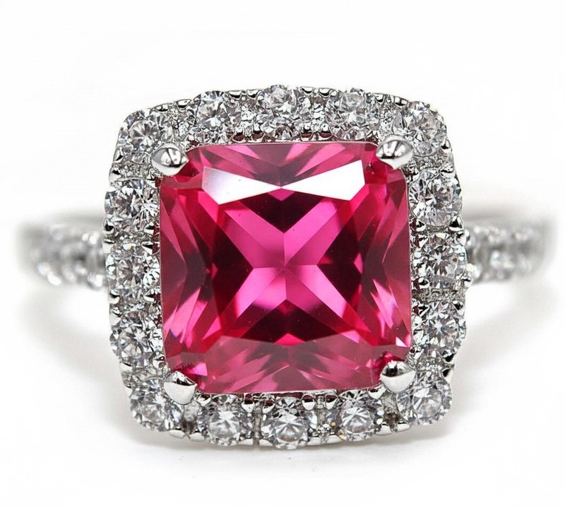 3CT Heat Treated Rubellite Tourmaline 925 Solid Sterling Silver Ring Sz 8