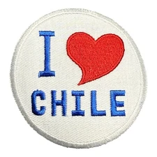 I Love Chile Embroidered Iron-On Patch Circular Souvenir 3” Diameter