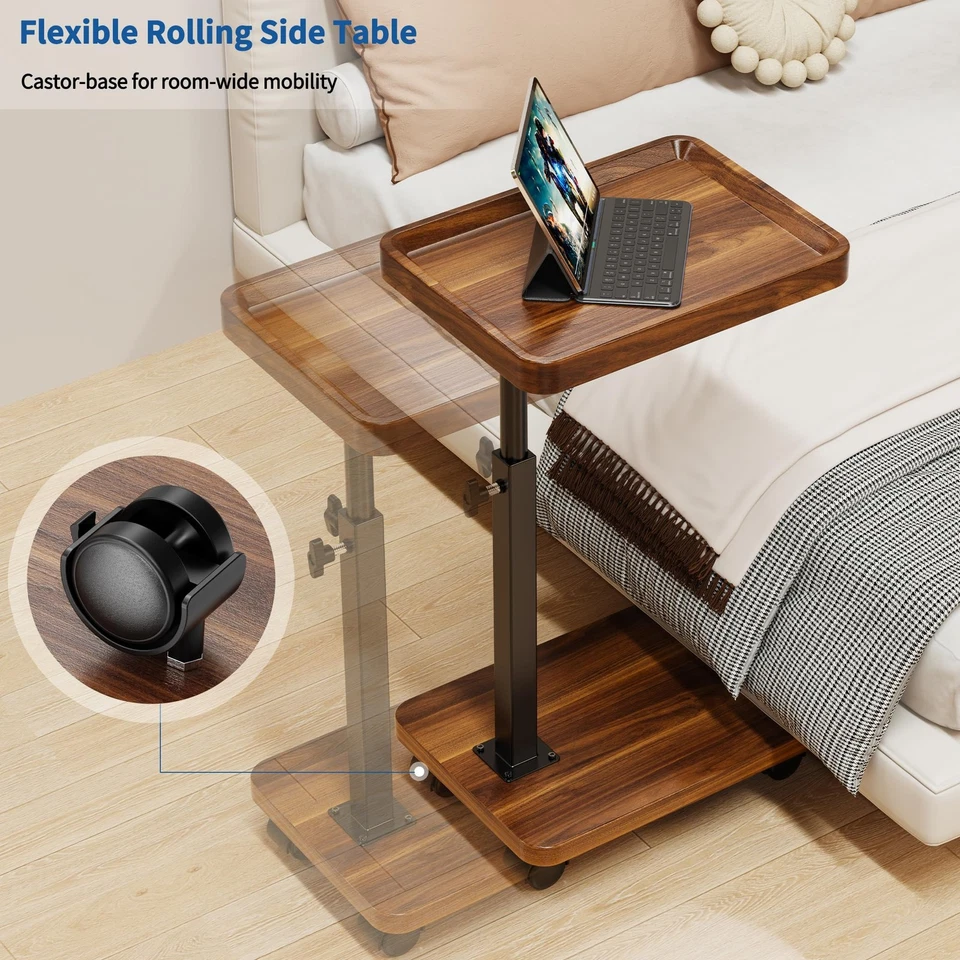 C Table End Table Adjustable Height, 360°Swivel TV Tray Table for Small Space... - Image 4 of 4