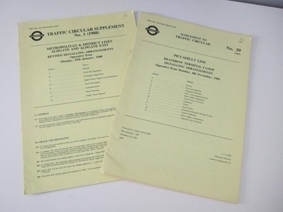 LONDON UNDERGROUND Supplement to Traffic Circulars. Please Choose From Dropdown.