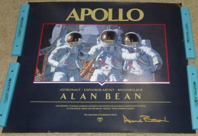 NASA APOLLO Astronaut Alan Bean Signed Poster The Fantasy Moonwalk 25'' x 22''