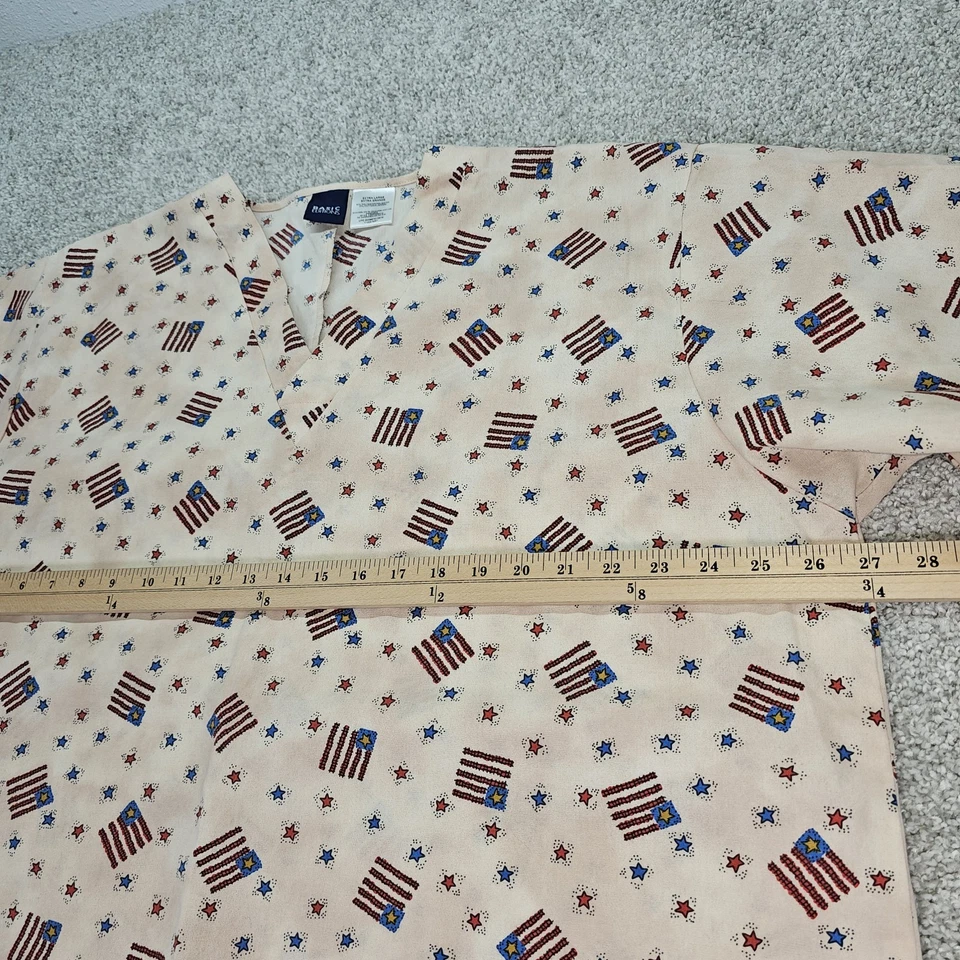 Basic Scrub Top American Flag Womens Size XL Blue Red White Print NWOT - Image 4 of 4