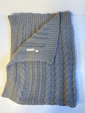 Burts Bees Baby Blanket Gray Cable Knit Made with 100 Soft Organic Cotton EUC