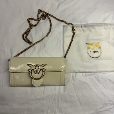 Pinko Glossy wallet with shoulder strap with bird buckle