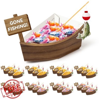 K4lelNiamh Gone Fishing Snack Boat Tray Disposable Paper Party Supplies 24pc