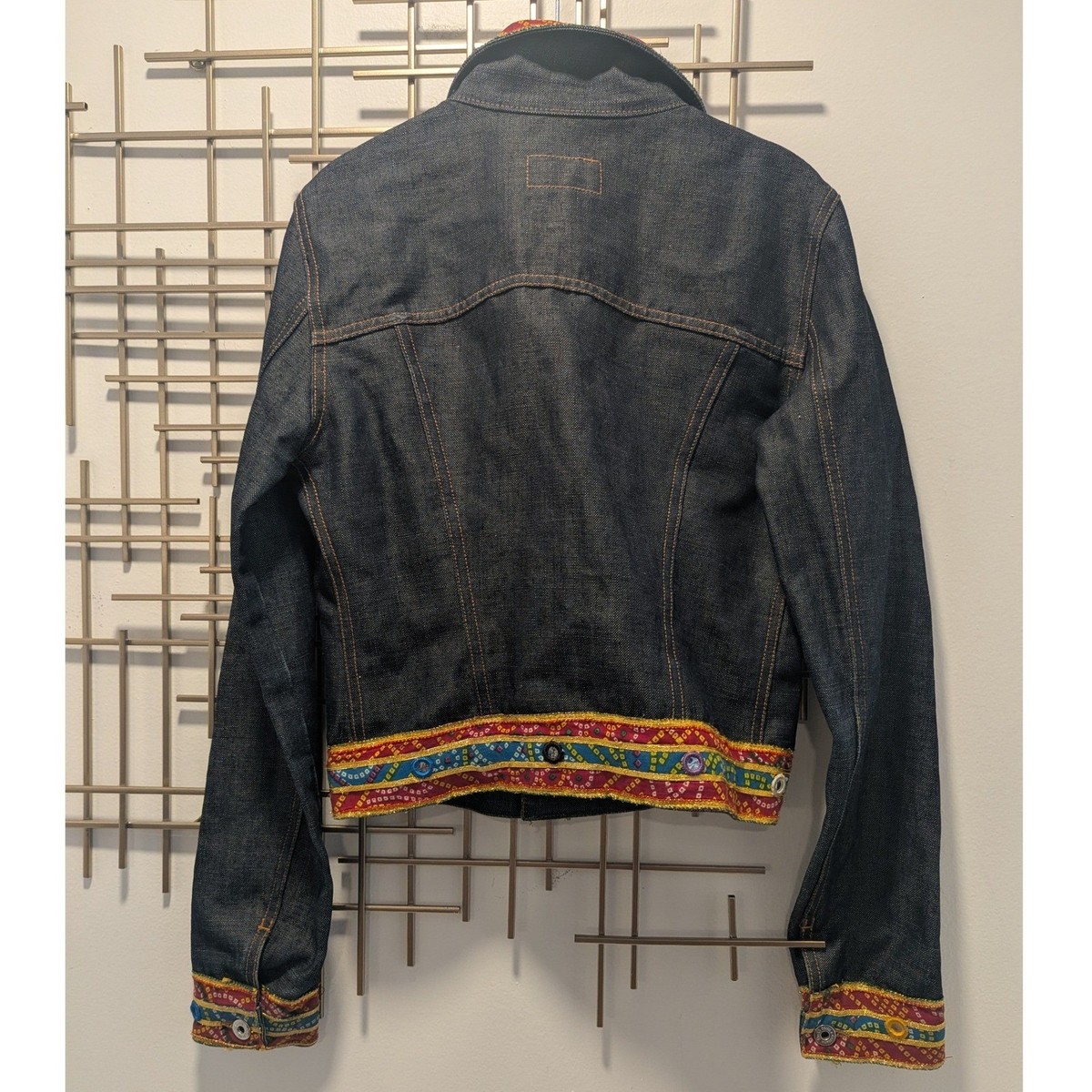 VTG Y2K D&G Dolce Gabbana Designer Denim Jacket Embellished Trim