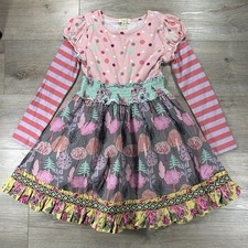 Matilda Jane Size 8 Collette Maggie Dress Trees Flowers Polka Dots Mixed Print