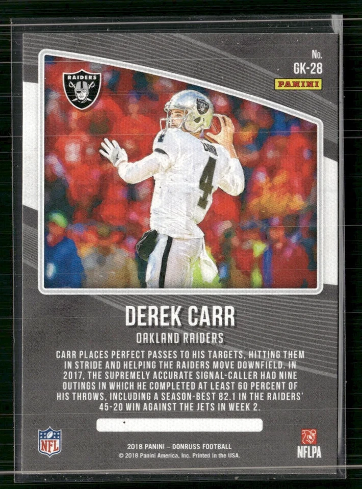 2018 Donruss #GK-28 Derek Carr Gridiron Kings - Image 2 of 2
