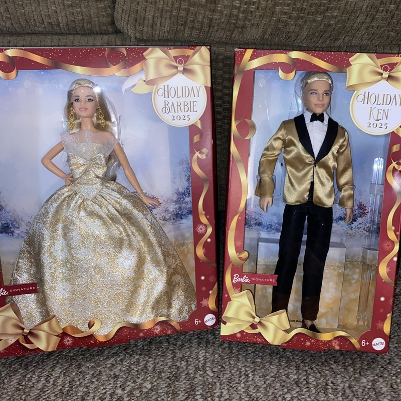 Holiday Blonde Hair Barbie 2025 + Ken Blonde Hair Signature Collectible Set