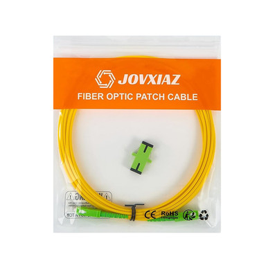 SC APC to SC APC Fiber Optic Patch Cable Single Mode Simplex LSZH Yellow 3FT