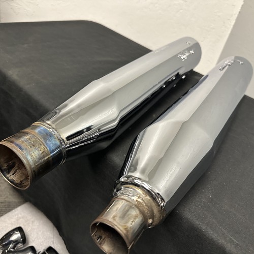 Harley Screamin Eagle Chrome Slip Mufflers w Chrome Tips 64900438 64900444 *NICE - Picture 17 of 23
