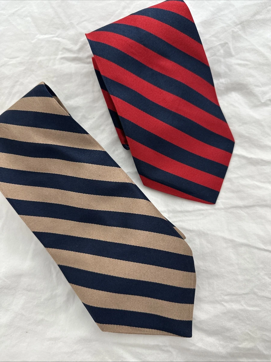 Cravate Homme En Soie 100% - Brooks Brothers Makers - Motif Géométrique Rouge Et Bleu - Occasion TBE