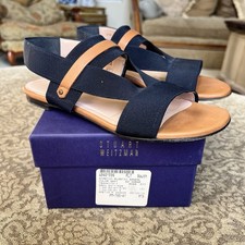 Vintage Stuart Weitzman Navy Stretch Sandals Size 6 Reg. 298