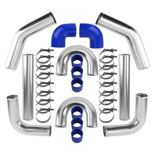 3 Inch 76mm Aluminum Turbo Intercooler Piping Pipe Kit - Hose Clamps Universal