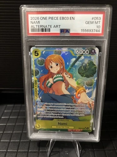 2026 One Piece EN TCG EB03-053 Extra Booster Nami Alt Art PSA 10 GEM MINT