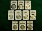 Lot of 10 different date BU 1879-1904 Morgan Silver Dollars NGC MS64