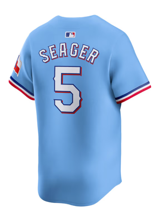 COREY SEAGER NIKE TEXAS RANGERS MENS LIGHT BLUE ALT LIMITED