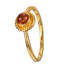 18K Gold Plated Sterling Silver Baltic Honey Amber Ring