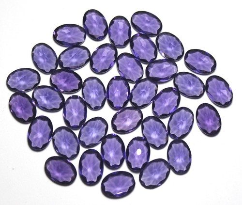 Lab Created Amethyst Faceted Oval Gemstone Perfect for Healing & Jewelry Making" - Picture 3 of 7