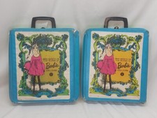  2 Vintage 1968 Mattel The World of Barbie Doll Case Blue Case