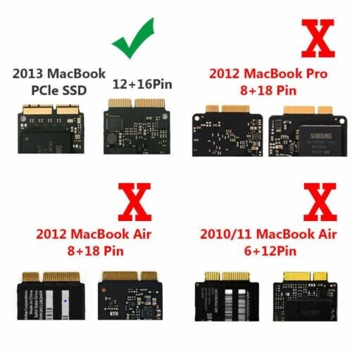 Adaptador convertidor SSD a NGFF M.2 PCI-e 12+16 pines 2013-2017 para MacBook Air Pro - Imagen 2 de 4