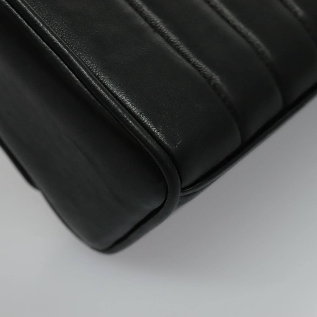 CHANEL Mademoiselle Shoulder Bag Lamb Skin Black Gold CC Auth yk15502AV