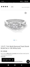 Zales Diamond Ring 1/3 CT. T.W. Multi-Diamond Twist Shank Bridal Set in 10K...
