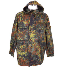 German Bundeswehr Flecktarn Camo Military Parka Jacket GR3 XL Short Hood