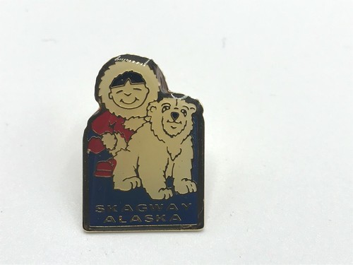 Skagway Alaska Lapel Pin Polar Bear Cub Eskimo Child Small Clutch Back So Cute - Picture 3 of 5