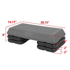 28'' Aerobic Step Platform Exercise Workout Stepper Non-Slip Surface W/4 Risers