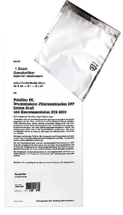 1 x Syr Gewebefilter Drufi DFF/FF Feinfilter Wasserfilter Filterkerze 200025900