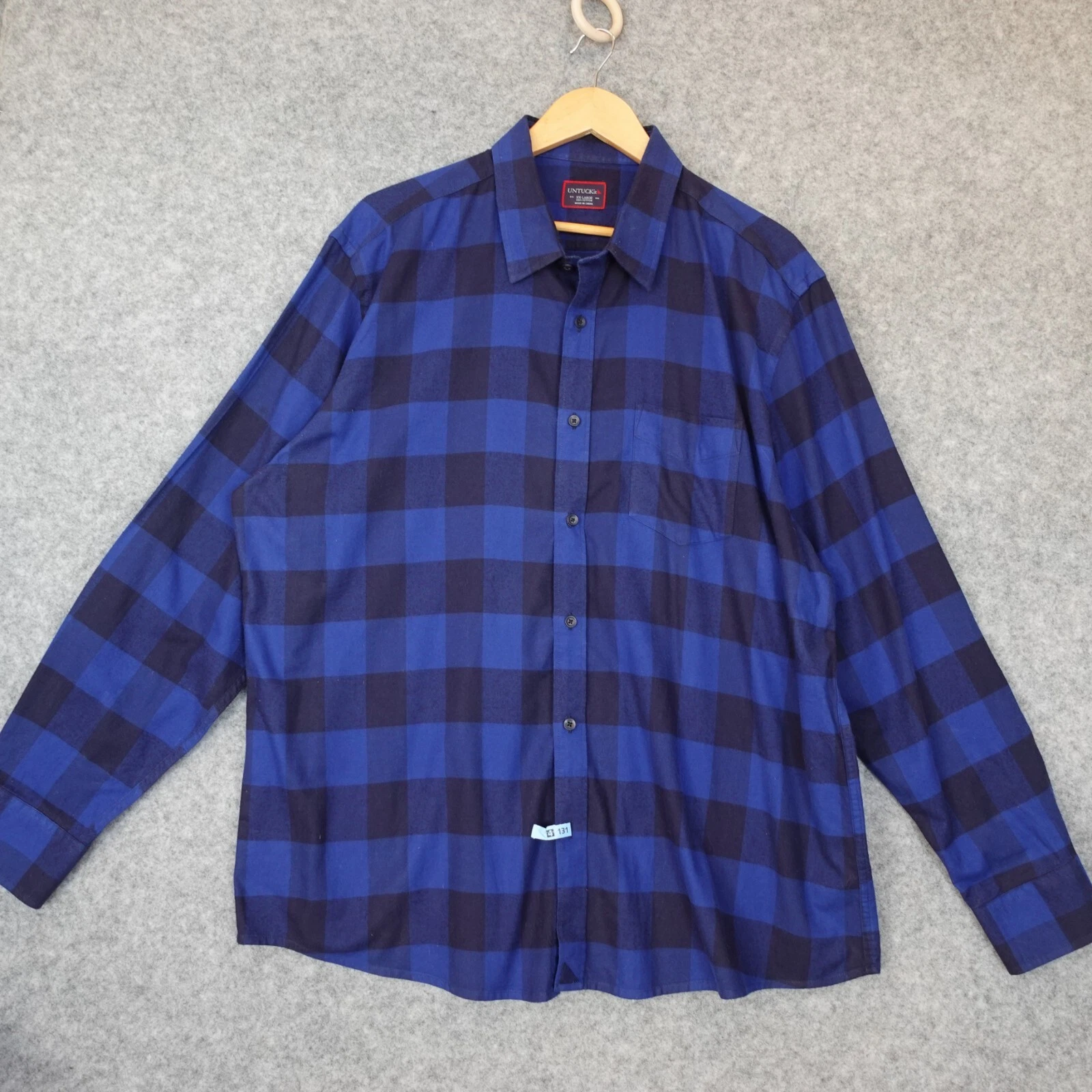Oversize Plaid Flannel Button Up Shirt Mens XXL UNTUCKit Blue Outdoor Lumberjack