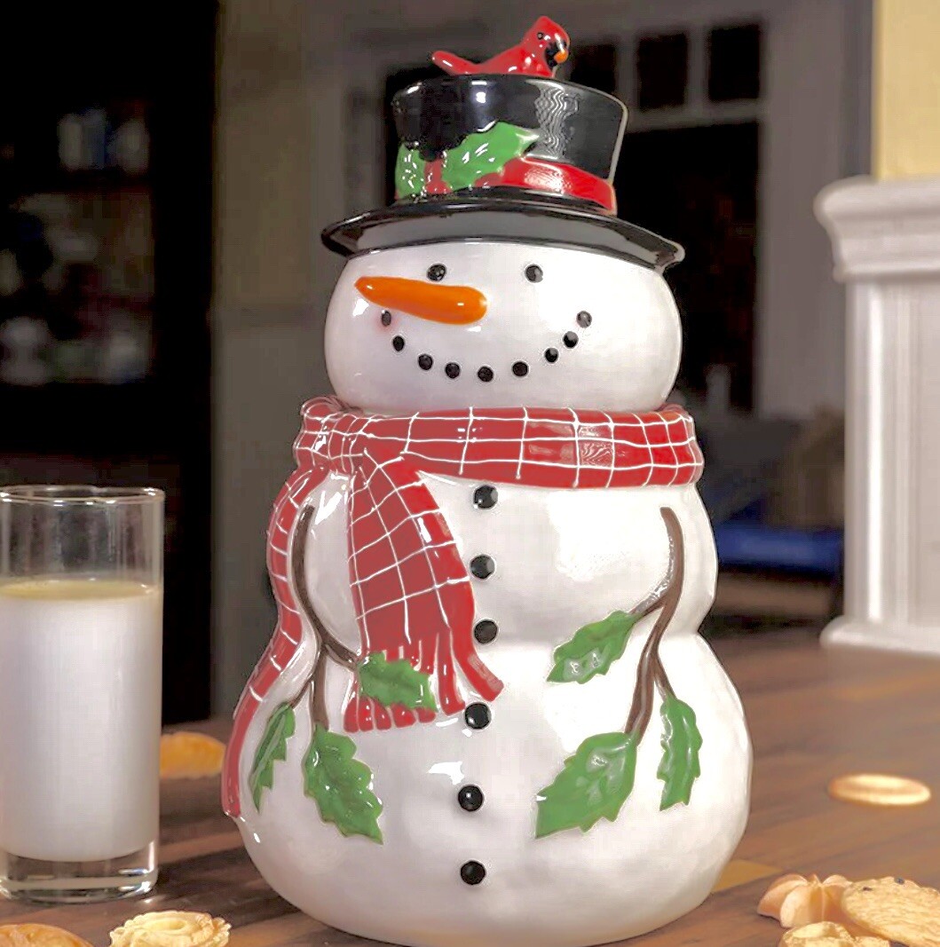 Blue Sky Clayworks / Spectrum CALVIN SNOWMAN 11” Candy Cookie Jar