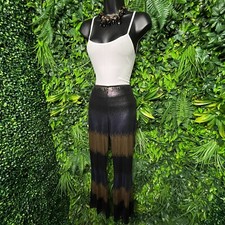 Women Pants Small Blue Gold Black All Over Sequin Flare Leg Stretch 1579