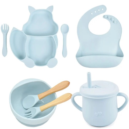 Set 8 pezzi/set ventosa per bambini piatto tazza bavaglini set piatti alimentazione bambini - Foto 25 di 37