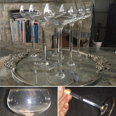 Set 6 antike tschechische 8'' vergoldete Champagner Coupe MOSER THERESIENTHAL Facettenstiel