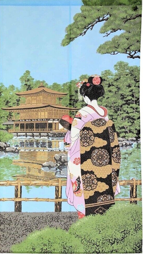 Rideau de porte japonais Noren Ukiyoe - tapisserie de porte de traitement de fenêtre - Photo 1 sur 5