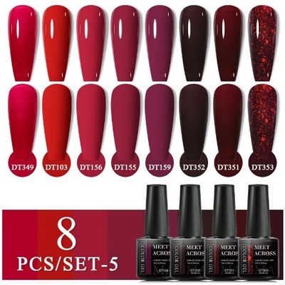 8Pcs Color Nail Polish Set Semi Permanent Varnishes Nail Soak Off UV LED Gel Kit