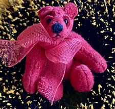 Miniature Dollhouse Artist RED Suede Bear Fully Jointed 1” Adorable