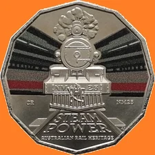 2022 50c Steam Trains COMMONWEALTH RAILWAYS NM25 Choice UNC in 2x2 Coin Holder