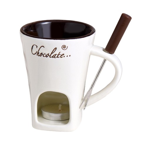 Tea Candle Fondue Set Hot Pot Ceramic Melting Cup Chocolate Fondue Mug - Picture 15 of 15