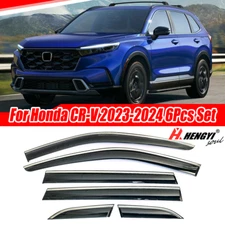 6Pcs Chrome Trim Window Visor Vent Deflector Rain Guard For Honda CR-V 2023-2024